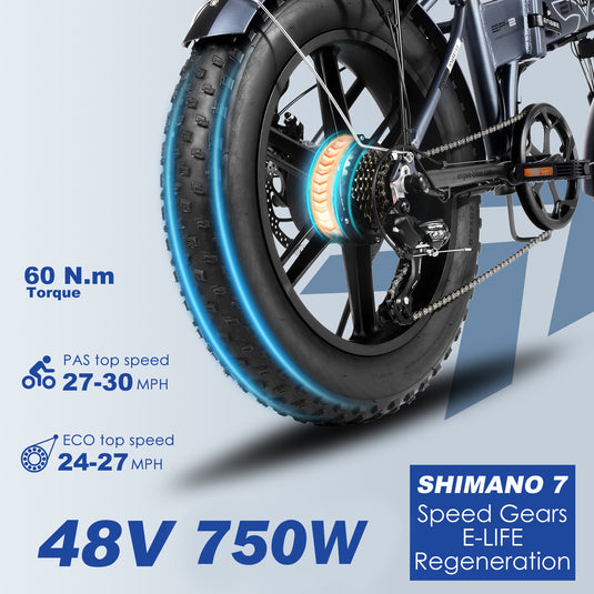 750W Folding Electric Bike with ENGINE EP2 PRO 48V 750W 20 inch Fat Tire6