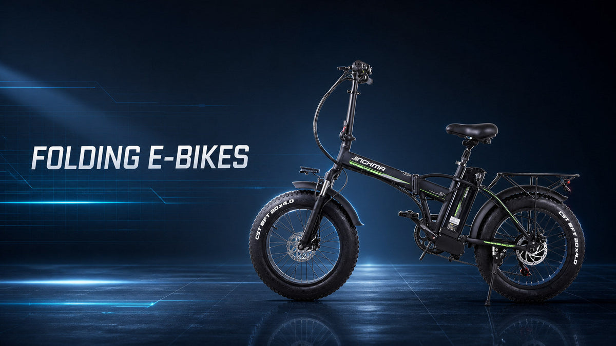 Folding e-bikes collection featuring the JINGHMA R8 e-bike