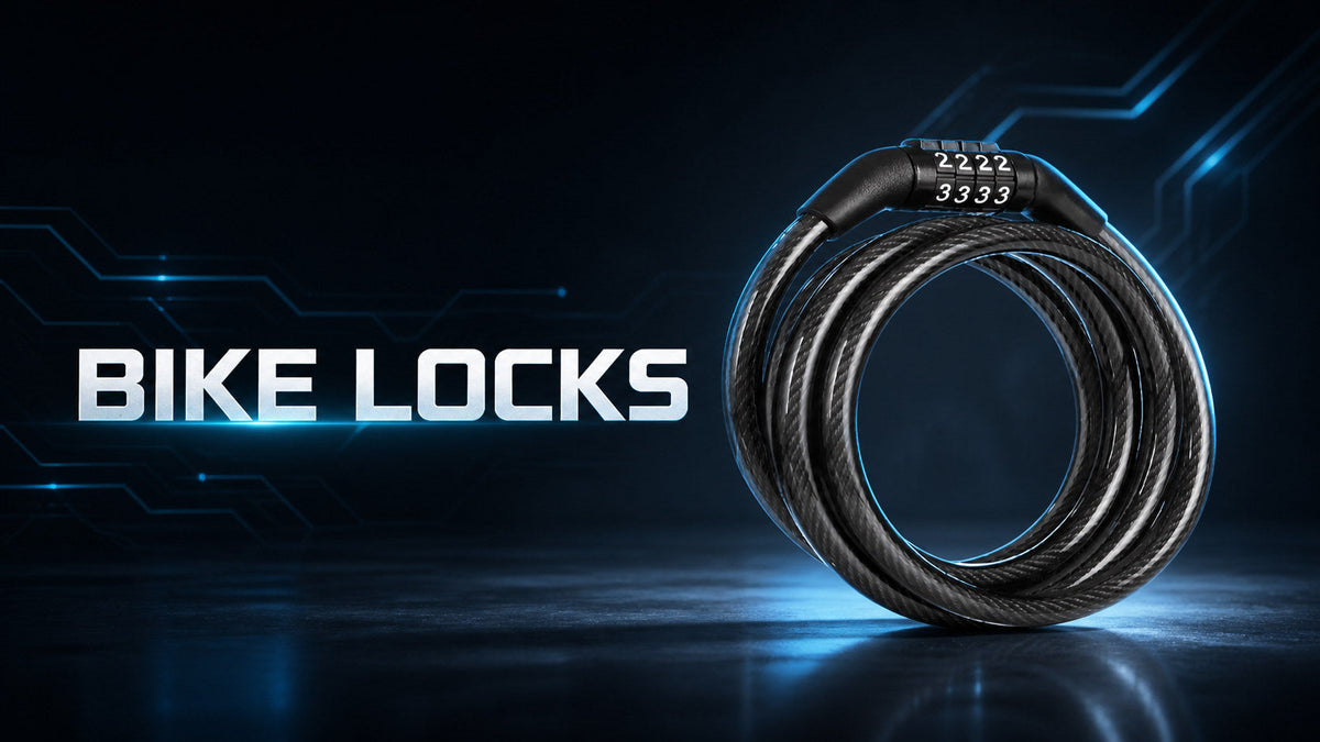 Bike lock collection featuring a four-digit combination cable lock