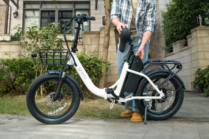 DYU C9 Step-Thru Folding Electric Bike with Hydraulic Oil Disc Brakes and IP54 Rating