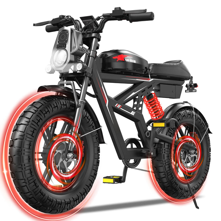 EBIKESZ WO18 2000W AWD Off-Road Fat Tire Electric Bike – Hyper Performance 48V 25Ah Long Range Ebicycle with 20x4.5" Extra Wide Tires