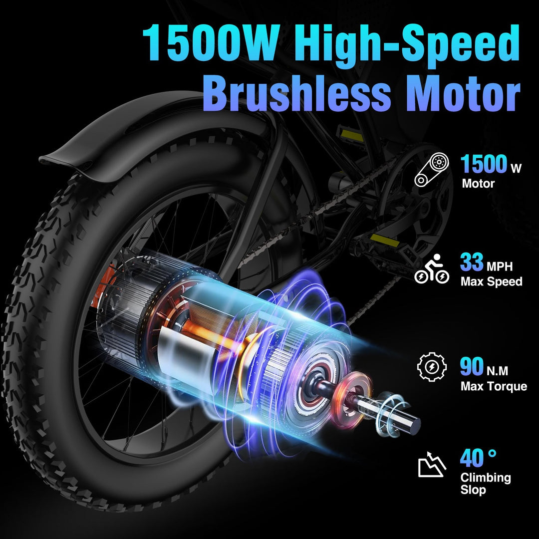 YVY C20 1500W Fat Tire Electric Bike | High-Speed Brushless Motor, 48V 20Ah Battery