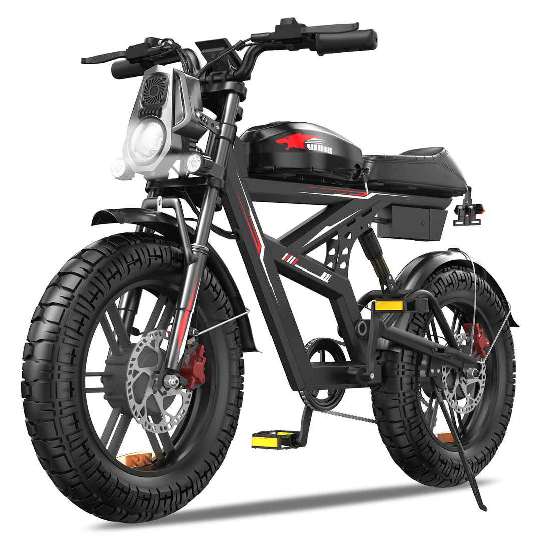 EBIKESZ WO18 2000W AWD Off-Road Fat Tire Electric Bike – Hyper Performance 48V 25Ah Long Range Ebicycle with 20x4.5" Extra Wide Tires