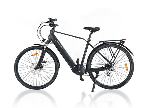 MAGMOVE 700C City eBike with 250W mid-mounted motor, 8-speed gear system, and 80-120km range, featuring adjustable seating3