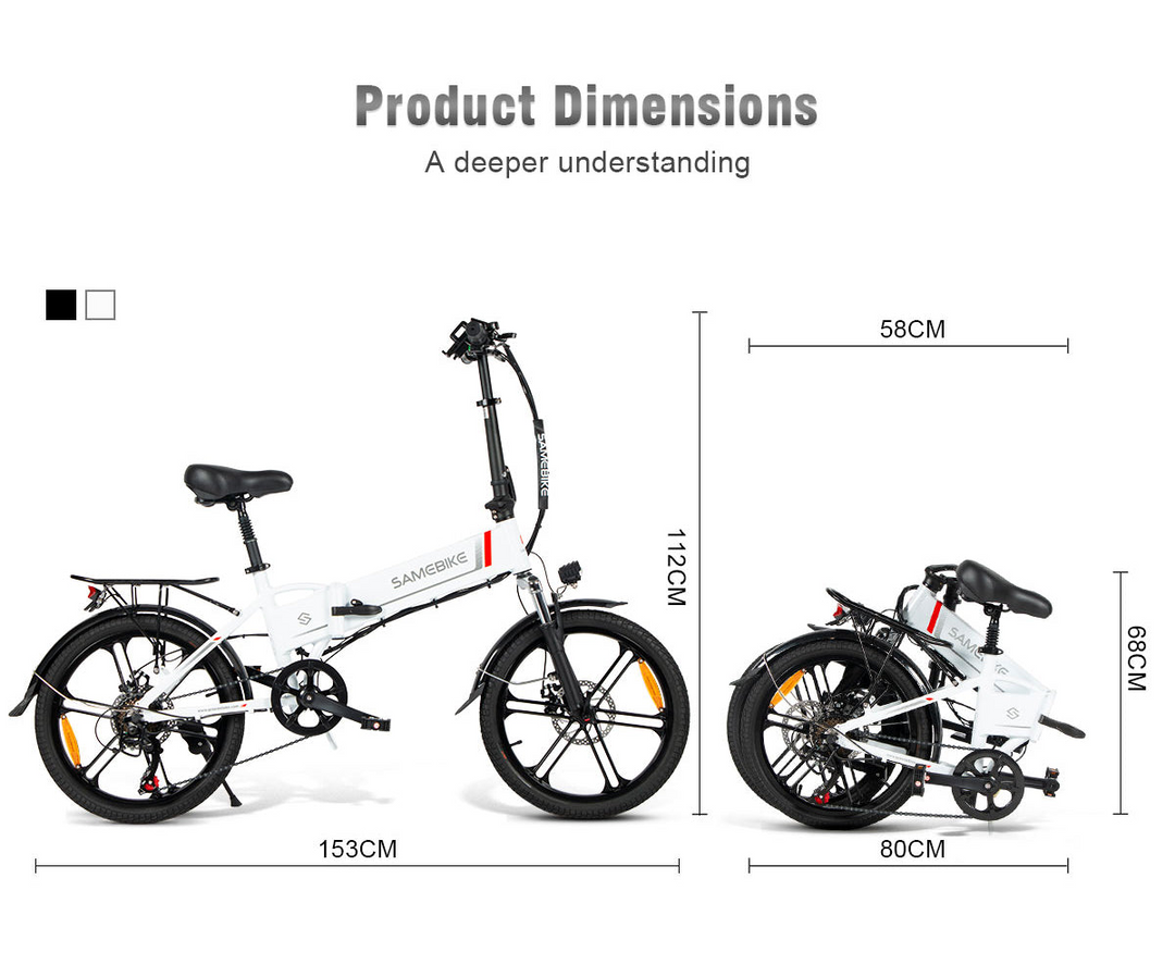 Samebike 20LVXD30-II Folding Electric Mini Bike with LCD Screen and Phone Holder