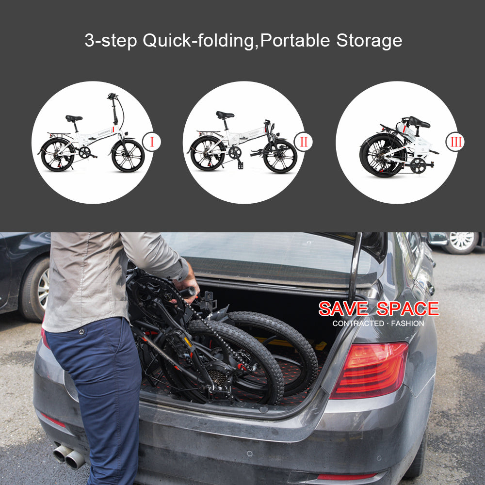 Samebike 20LVXD30-II Folding Electric Mini Bike with LCD Screen and Phone Holder