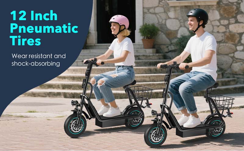 VMAX V12 Pro 600W Electric Scooter with 10-Inch Air Tires and Long-Range Battery