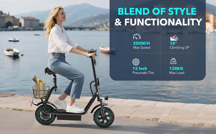VMAX V12 Pro 600W Electric Scooter with 10-Inch Air Tires and Long-Range Battery