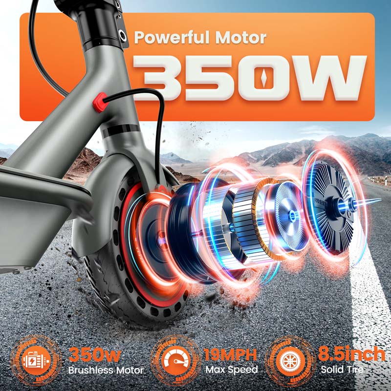 VMAX D8 Pro 350W Electric Scooter with 8.5-Inch Solid Tires and Choice of 7.8AH or 10.5AH Battery