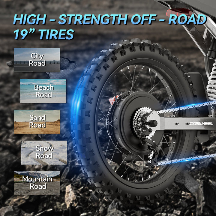 COSWHEEL R19 19" Off Road Electric Bike 3000W Motor 72V 40Ah Battery