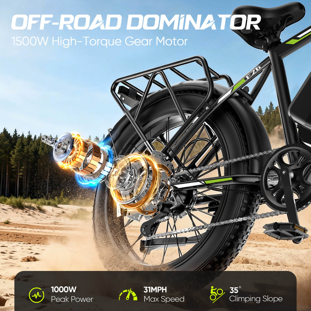 EBIKESZ F26 1000W Rear Motor Fat Tire Electric Bike – 48V 15.6Ah Long Range Cruising Ebicycle with 26x4" All-Terrain Tyres