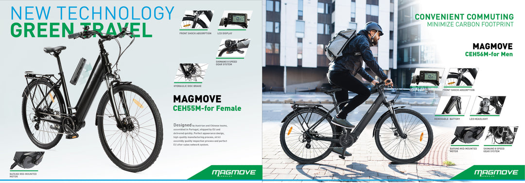 MAGMOVE 700C City eBike with 250W mid-mounted motor, 8-speed gear system, and 80-120km range, featuring adjustable seating6