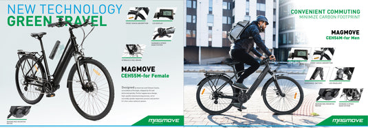 Bicicleta eléctrica urbana MAGMOVE 700C: un motor de montaje central de 250 W, sistema de engranajes de 8 velocidades, rango de 80-120 km con asiento ajustable