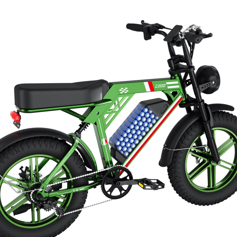 C200 20-Inch Fat Tire Electric Bike with 1000W Motor 48V 17.5Ah Battery Dual Suspension and Shimano 7-Speed
