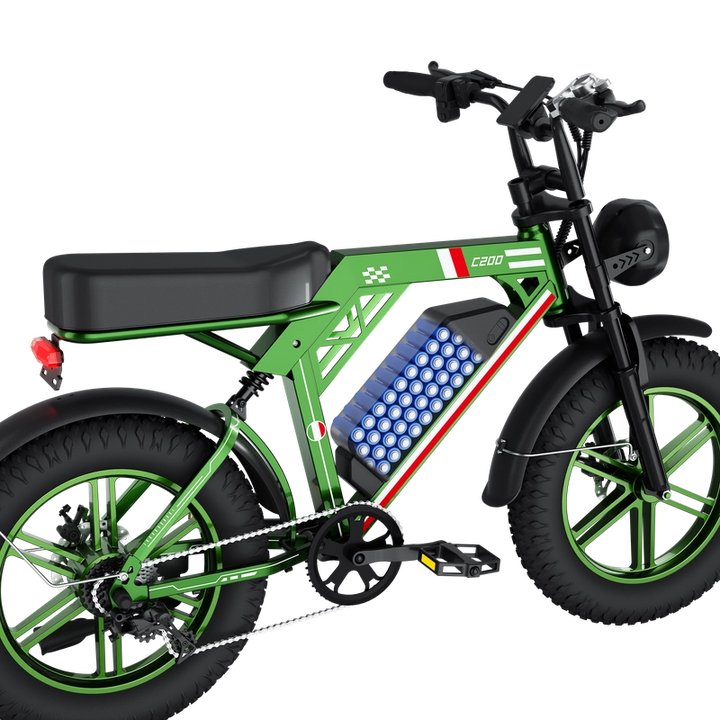 C200 20-Inch Fat Tire Electric Bike with 1000W Motor 48V 17.5Ah Battery Dual Suspension and Shimano 7-Speed