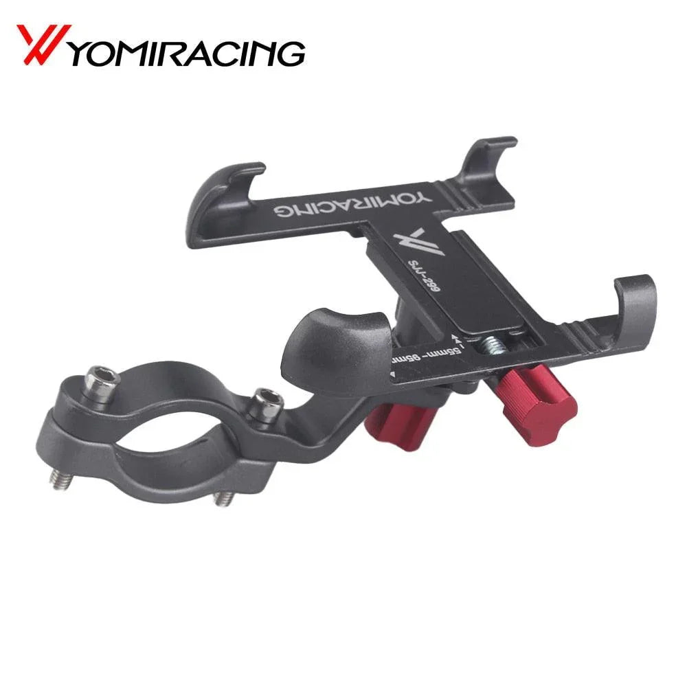 360° Rotatable Aluminum Bike Phone Mount - Adjustable Anti-Shake Handlebar Holder - CNC Alloy Smartphone Stand for MTB, Road Bike &amp; Motorcycle - Fits 55-95mm Devices