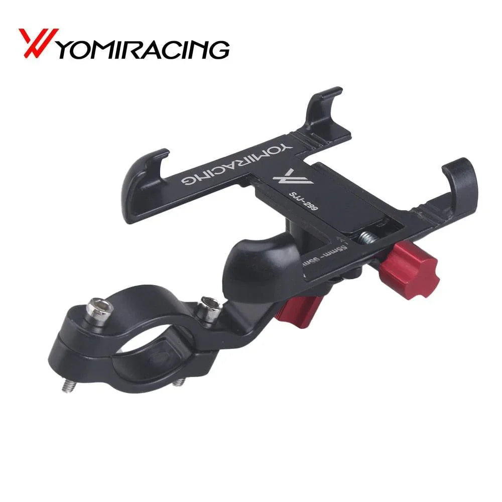 360° Rotatable Aluminum Bike Phone Mount - Adjustable Anti-Shake Handlebar Holder - CNC Alloy Smartphone Stand for MTB, Road Bike &amp; Motorcycle - Fits 55-95mm Devices