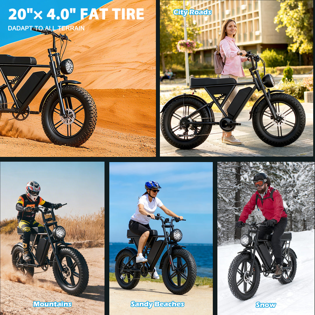 EBIKESZ G60 1000W Rear Motor Fat Tire E-Bike – Extended Range 48V 20Ah Lithium Battery All-Terrain Electric Bicycle