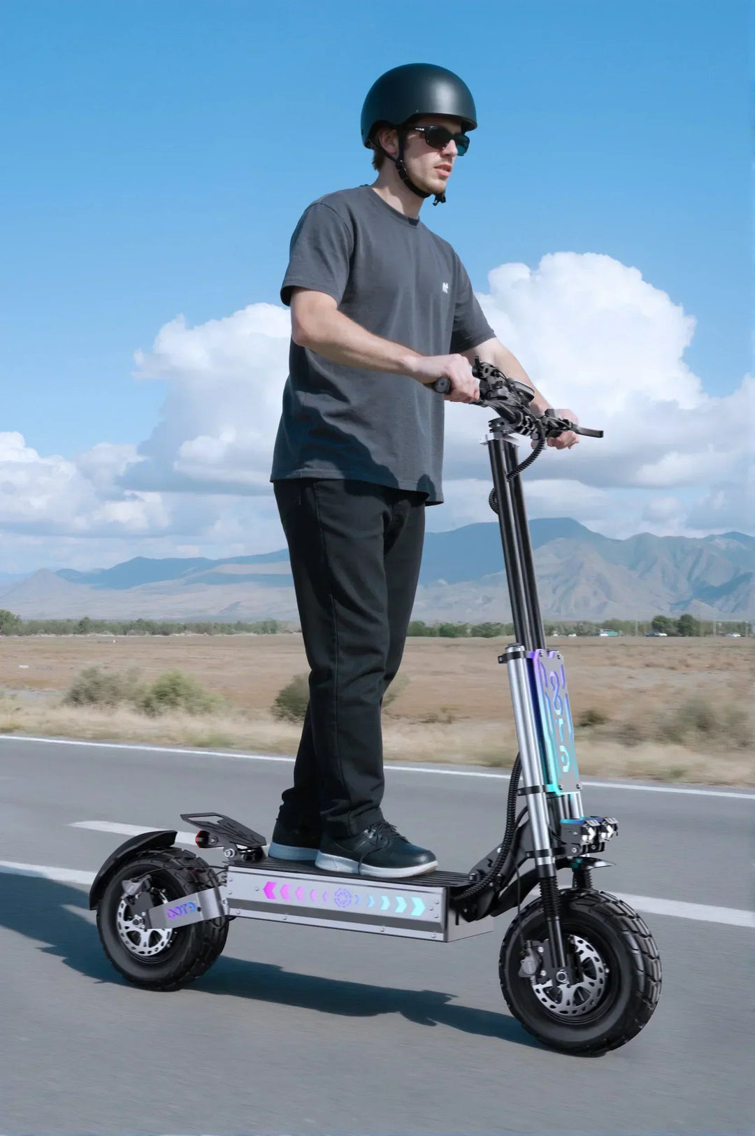 OOTD T90 Dual Drive Electric Scooter with NFC Unlock Hydraulic Suspension and Disc Brakes
