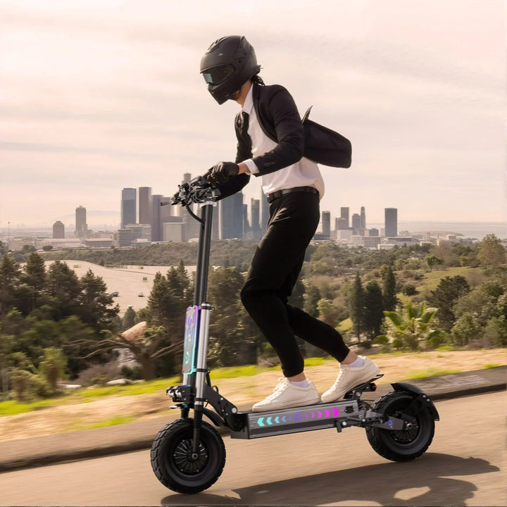 OOTD T90 Dual Drive Electric Scooter with NFC Unlock Hydraulic Suspension and Disc Brakes