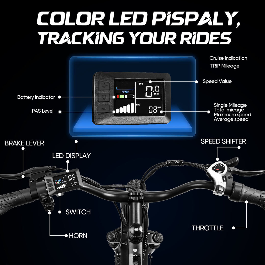 EBIKESZ F26 1000W Rear Motor Fat Tire Electric Bike – 48V 15.6Ah Long Range Cruising Ebicycle with 26x4" All-Terrain Tyres