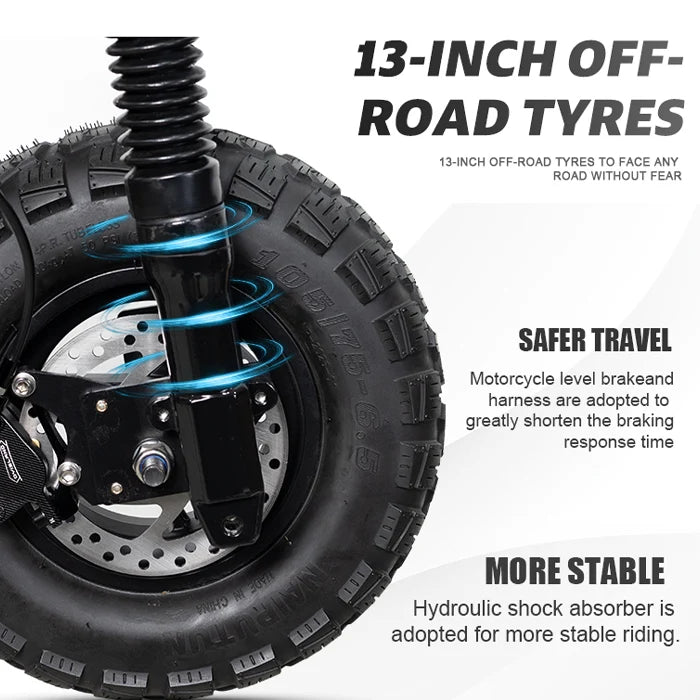 MT30 3-Wheel Off-Road Electric Scooter | 6000W Dual Motor (3000W*2), 60V 27Ah Battery, 40 MPH, Triple Oil Brakes &amp; 3x13" All-Terrain Tires Trike E-Scooter