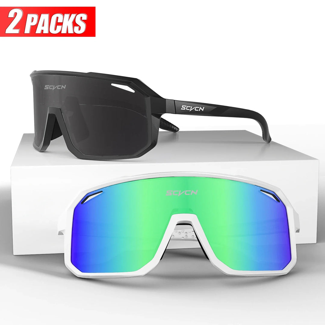 SCVCN UV400 Cycling Sunglasses - Ultralight 34g Sports Eyewear - HD Wide View Protection for Running, MTB, Golf &amp; Travel (PGXC-KE-X63)