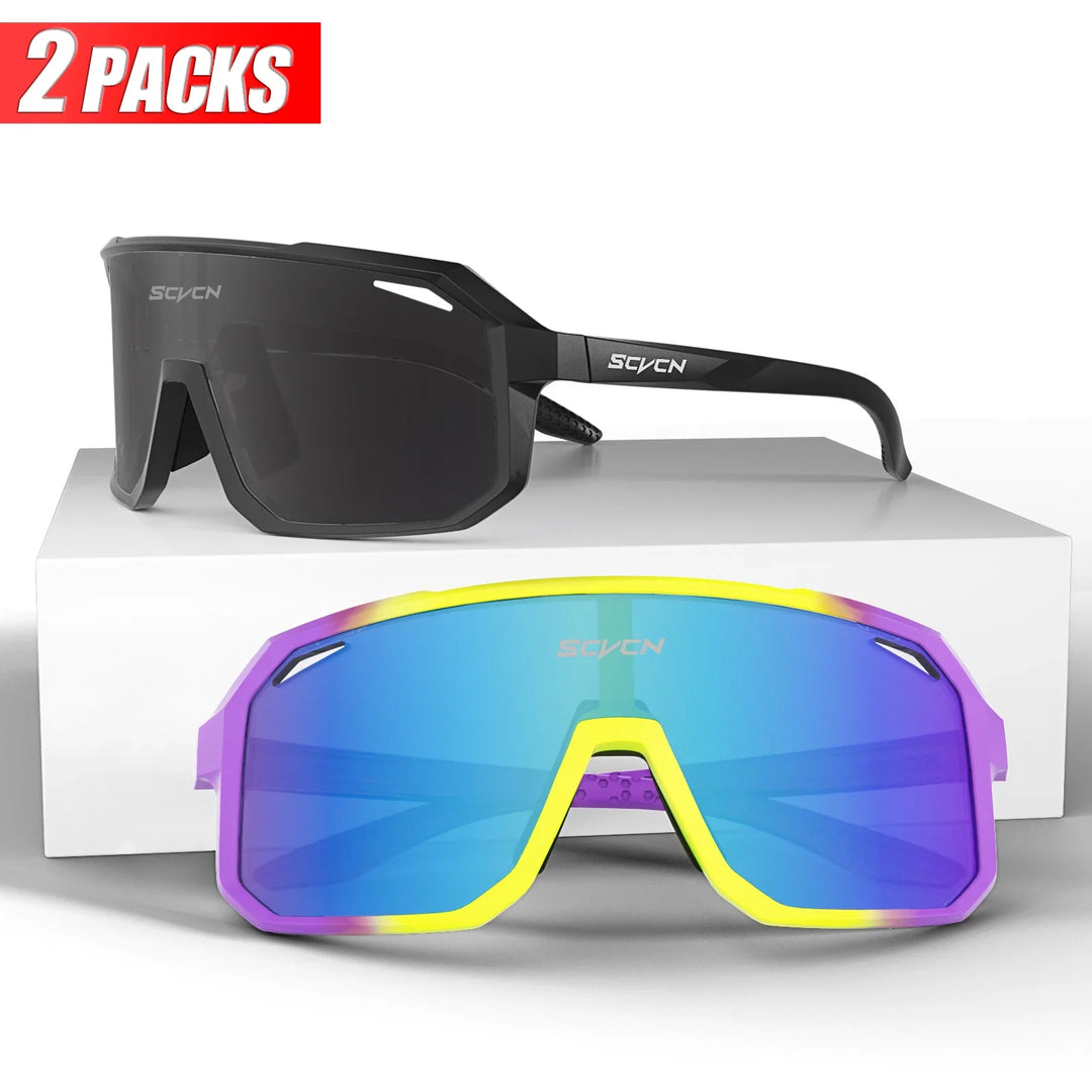 SCVCN UV400 Cycling Sunglasses - Ultralight 34g Sports Eyewear - HD Wide View Protection for Running, MTB, Golf &amp; Travel (PGXC-KE-X63)