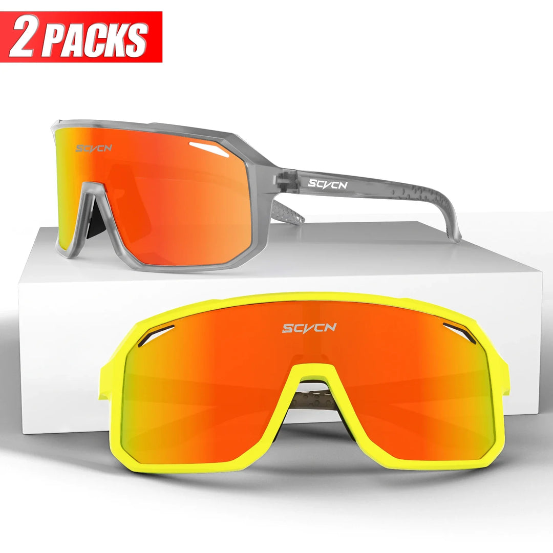 SCVCN UV400 Cycling Sunglasses - Ultralight 34g Sports Eyewear - HD Wide View Protection for Running, MTB, Golf &amp; Travel (PGXC-KE-X63)