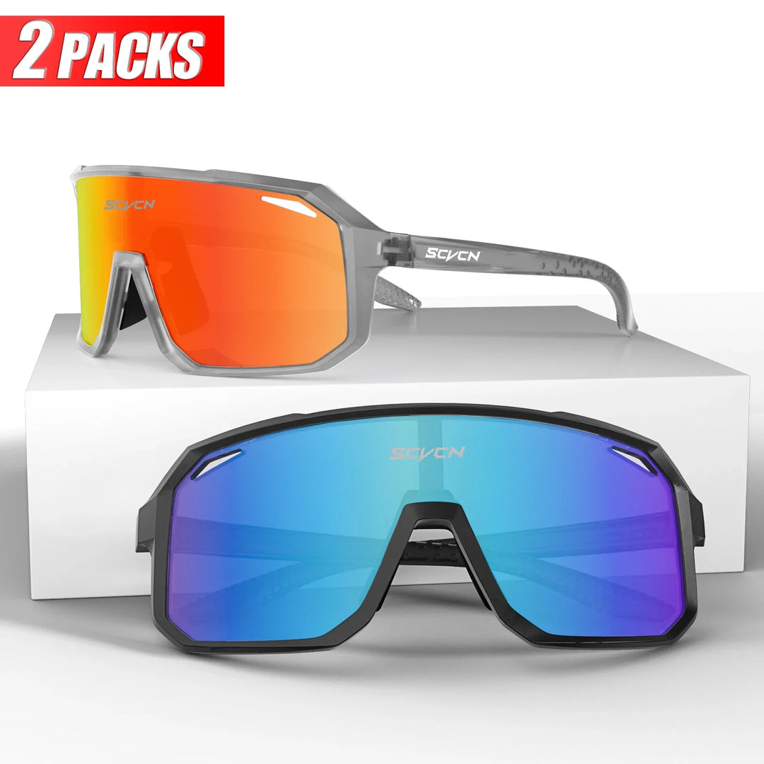 SCVCN UV400 Cycling Sunglasses - Ultralight 34g Sports Eyewear - HD Wide View Protection for Running, MTB, Golf &amp; Travel (PGXC-KE-X63)