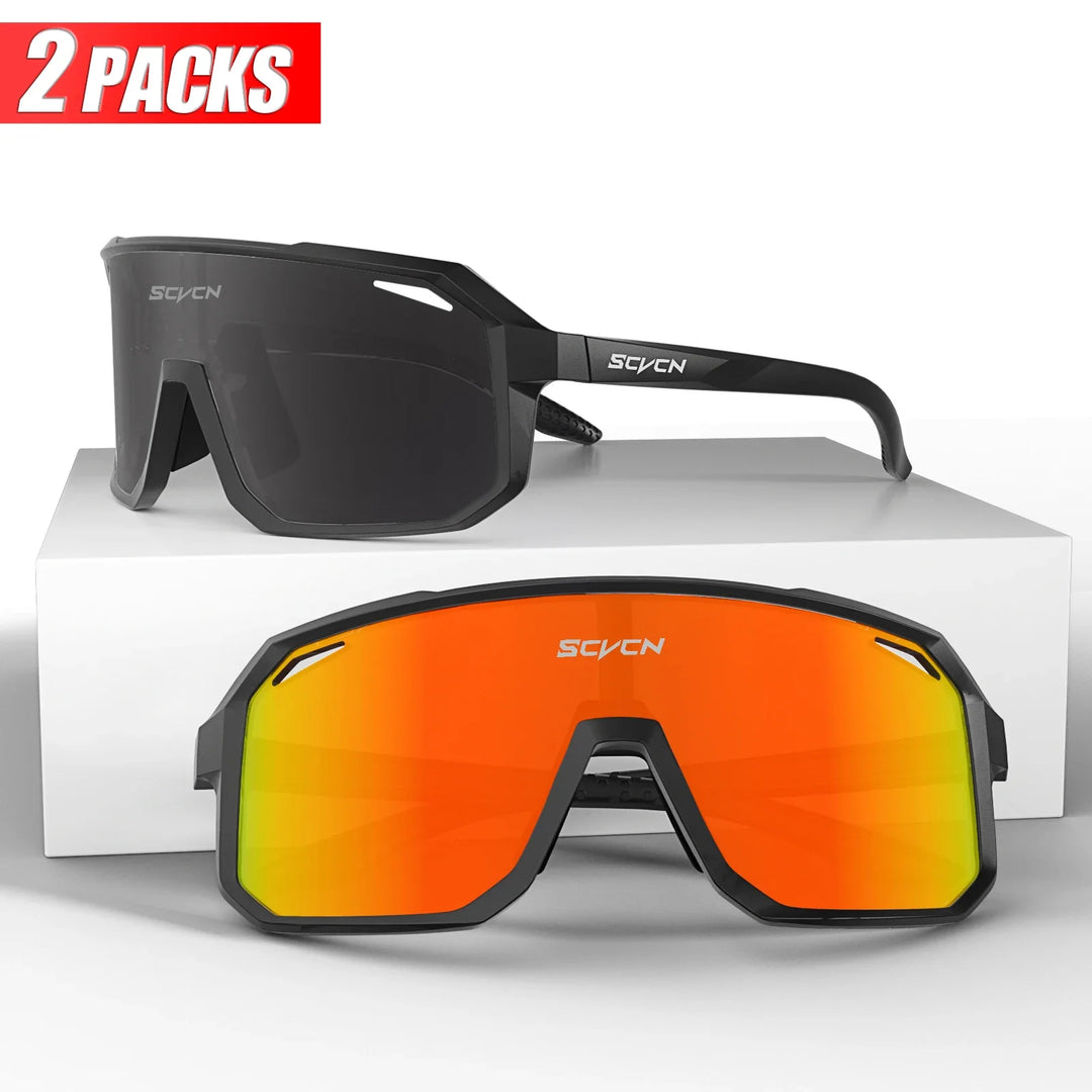 SCVCN UV400 Cycling Sunglasses - Ultralight 34g Sports Eyewear - HD Wide View Protection for Running, MTB, Golf &amp; Travel (PGXC-KE-X63)