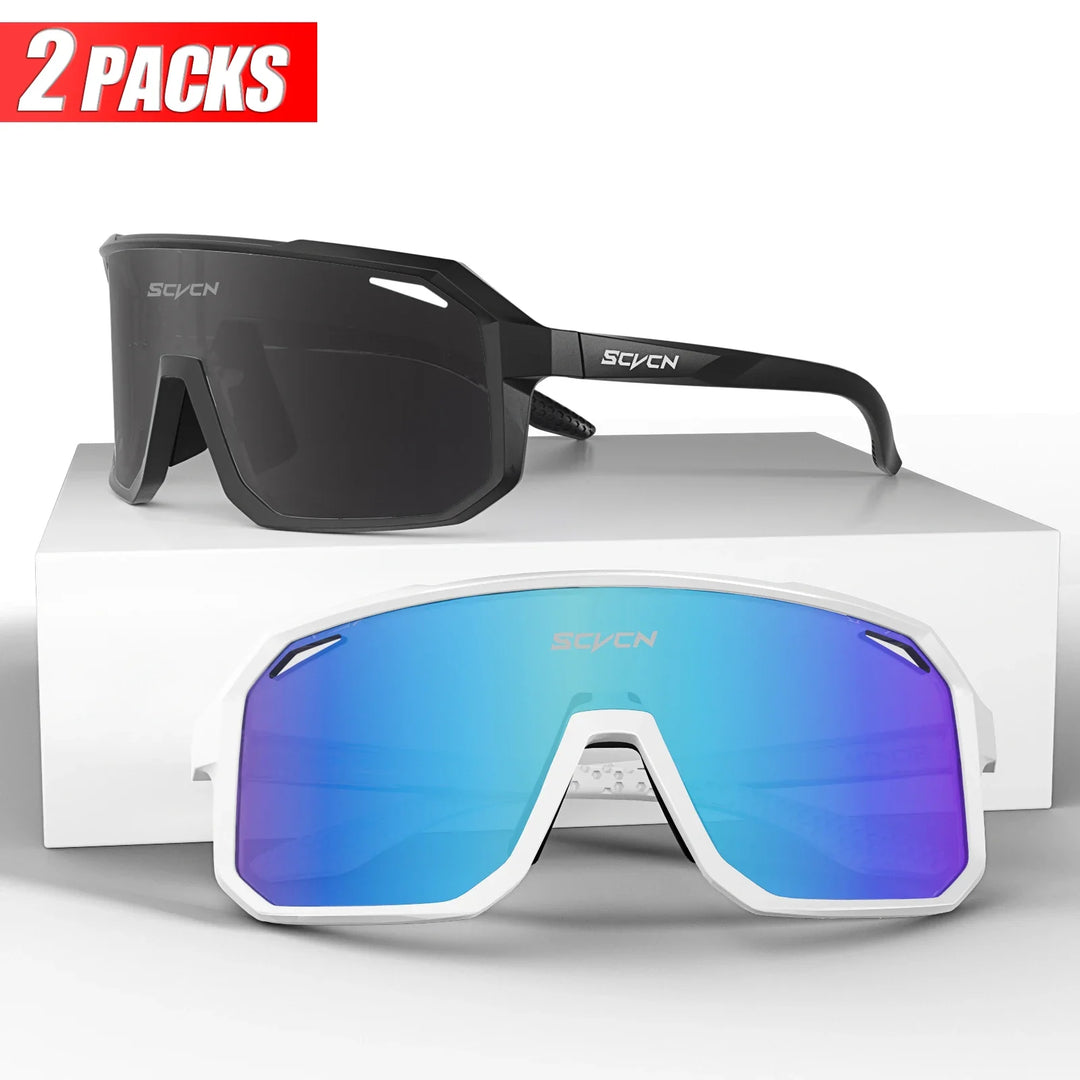 SCVCN UV400 Cycling Sunglasses - Ultralight 34g Sports Eyewear - HD Wide View Protection for Running, MTB, Golf &amp; Travel (PGXC-KE-X63)