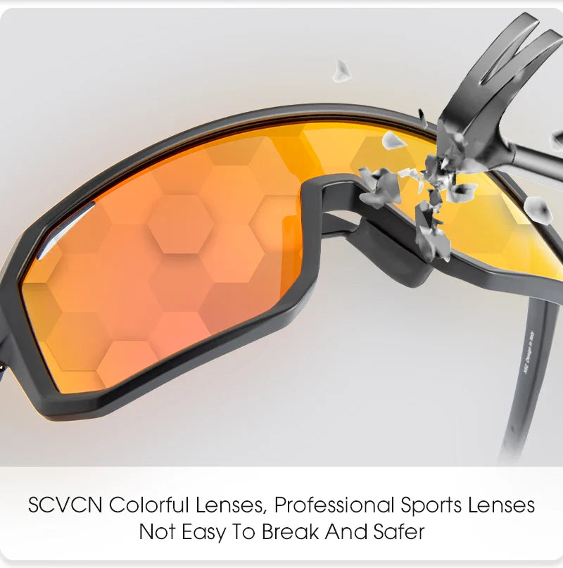 SCVCN UV400 Cycling Sunglasses - Ultralight 34g Sports Eyewear - HD Wide View Protection for Running, MTB, Golf &amp; Travel (PGXC-KE-X63)