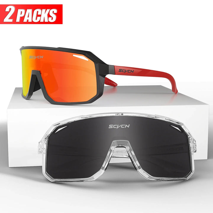 SCVCN UV400 Cycling Sunglasses - Ultralight 34g Sports Eyewear - HD Wide View Protection for Running, MTB, Golf &amp; Travel (PGXC-KE-X63)
