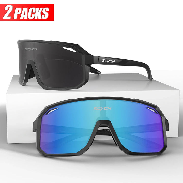 SCVCN UV400 Cycling Sunglasses - Ultralight 34g Sports Eyewear - HD Wide View Protection for Running, MTB, Golf &amp; Travel (PGXC-KE-X63)