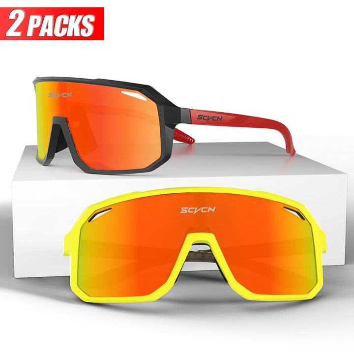 SCVCN UV400 Cycling Sunglasses - Ultralight 34g Sports Eyewear - HD Wide View Protection for Running, MTB, Golf &amp; Travel (PGXC-KE-X63)