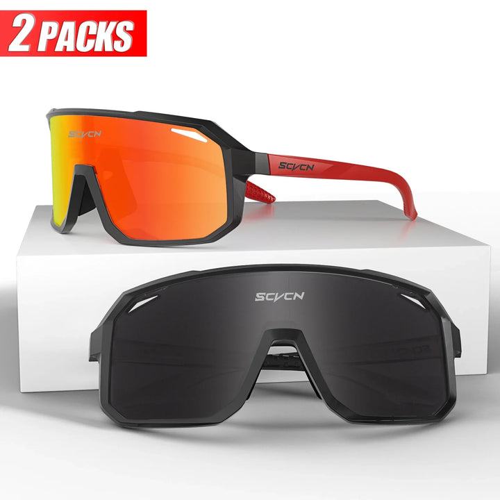 SCVCN UV400 Cycling Sunglasses - Ultralight 34g Sports Eyewear - HD Wide View Protection for Running, MTB, Golf &amp; Travel (PGXC-KE-X63)