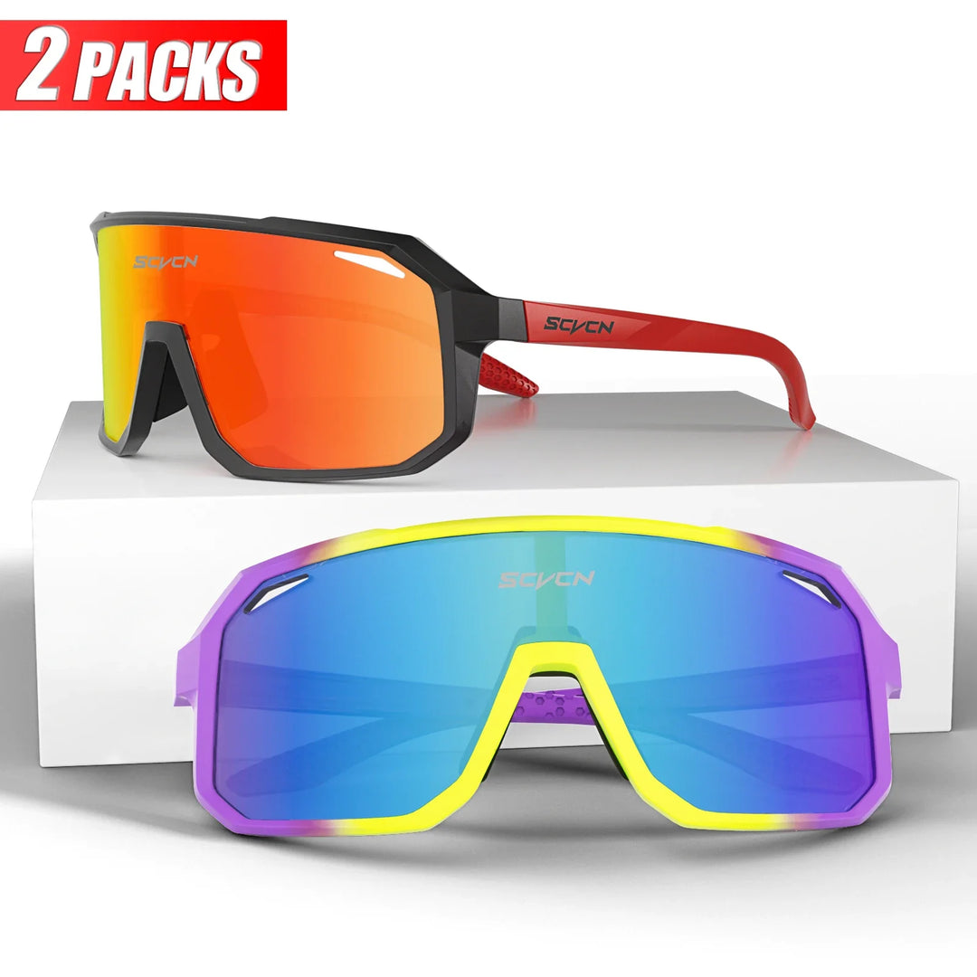 SCVCN UV400 Cycling Sunglasses - Ultralight 34g Sports Eyewear - HD Wide View Protection for Running, MTB, Golf &amp; Travel (PGXC-KE-X63)