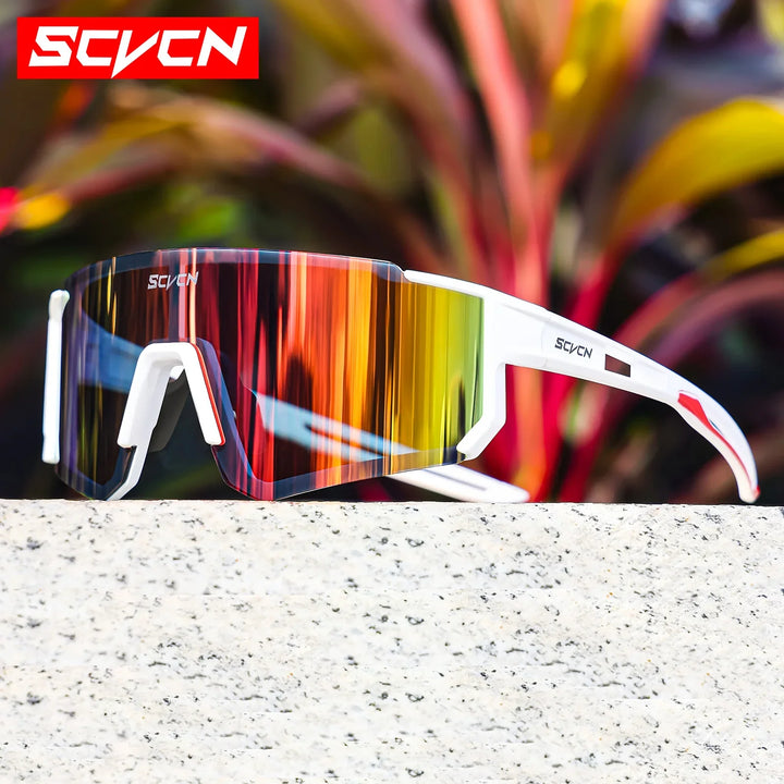 SCVCN S1411 Professional Cycling Sunglasses - UV400 Protection Wide View Eyewear - Lightweight TR-90 Sports Glasses for MTB &amp; Road Biking