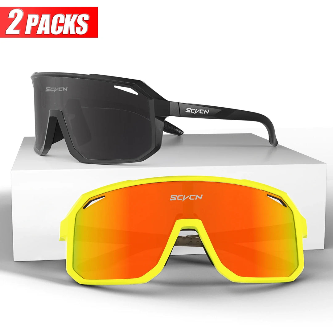 SCVCN UV400 Cycling Sunglasses - Ultralight 34g Sports Eyewear - HD Wide View Protection for Running, MTB, Golf &amp; Travel (PGXC-KE-X63)