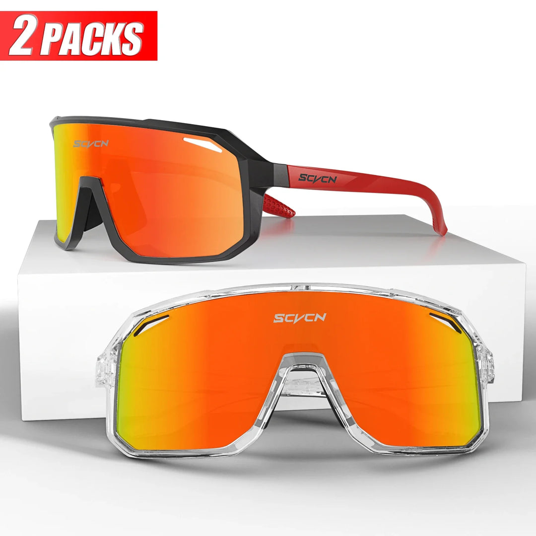 SCVCN UV400 Cycling Sunglasses - Ultralight 34g Sports Eyewear - HD Wide View Protection for Running, MTB, Golf &amp; Travel (PGXC-KE-X63)