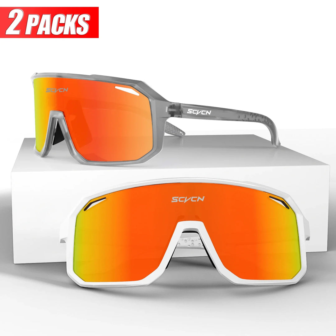 SCVCN UV400 Cycling Sunglasses - Ultralight 34g Sports Eyewear - HD Wide View Protection for Running, MTB, Golf &amp; Travel (PGXC-KE-X63)
