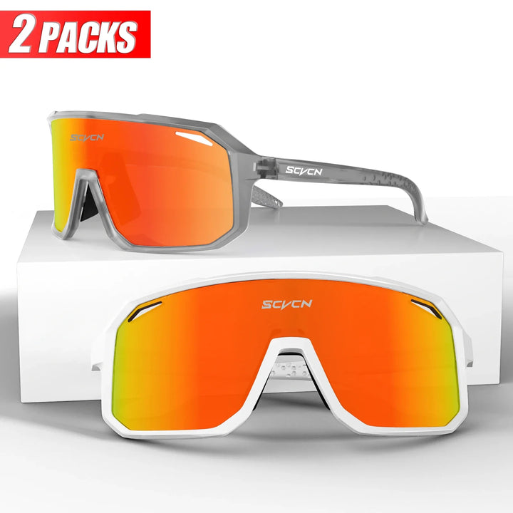 SCVCN UV400 Cycling Sunglasses - Ultralight 34g Sports Eyewear - HD Wide View Protection for Running, MTB, Golf &amp; Travel (PGXC-KE-X63)