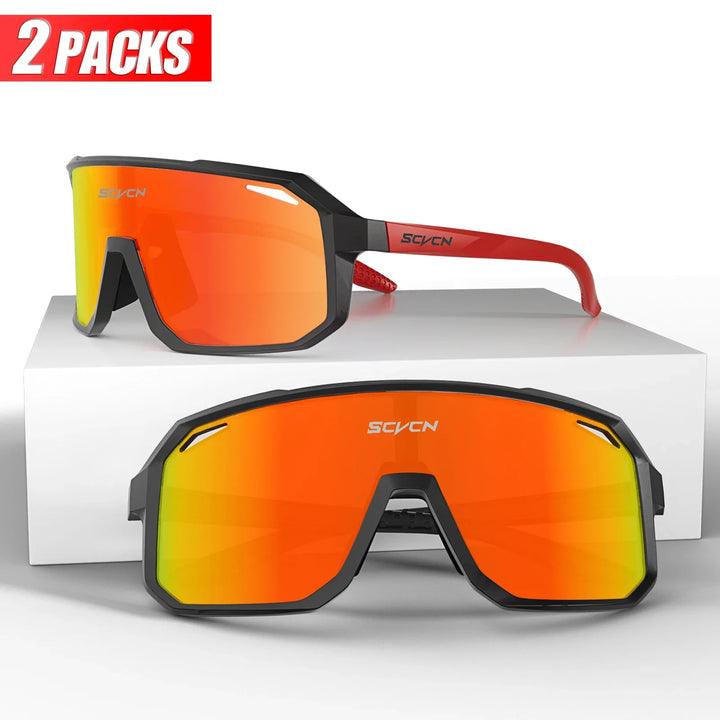 SCVCN UV400 Cycling Sunglasses - Ultralight 34g Sports Eyewear - HD Wide View Protection for Running, MTB, Golf &amp; Travel (PGXC-KE-X63)