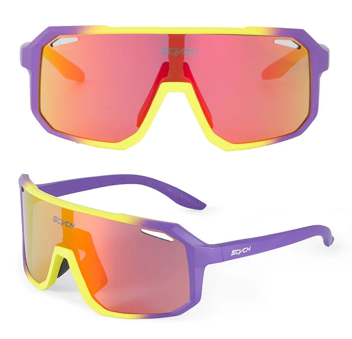 SCVCN UV400 Cycling Sunglasses - Ultralight 34g Sports Eyewear - HD Wide View Protection for Running, MTB, Golf &amp; Travel (PGXC-KE-X63)