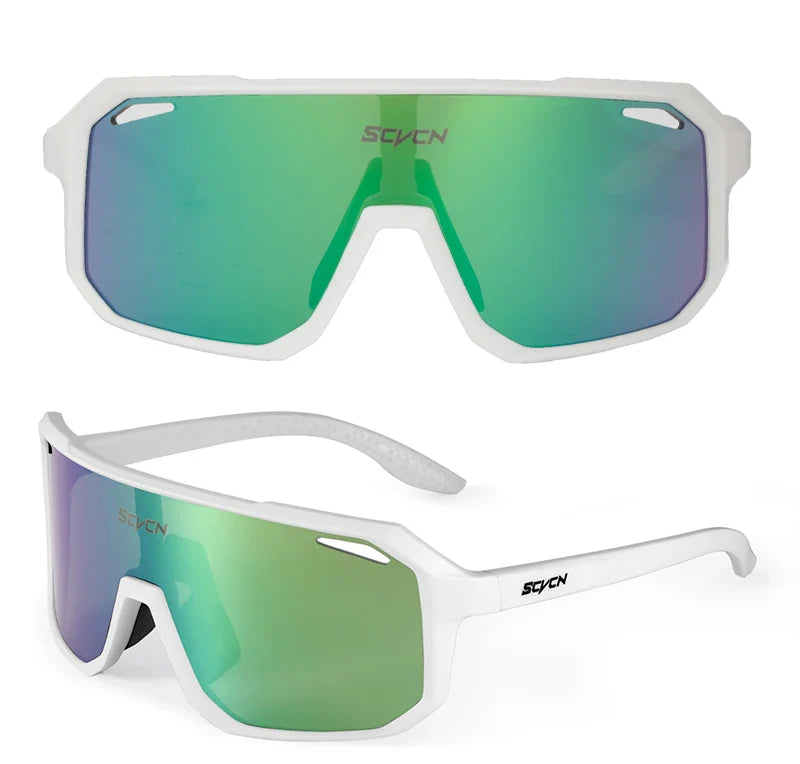 SCVCN UV400 Cycling Sunglasses - Ultralight 34g Sports Eyewear - HD Wide View Protection for Running, MTB, Golf &amp; Travel (PGXC-KE-X63)
