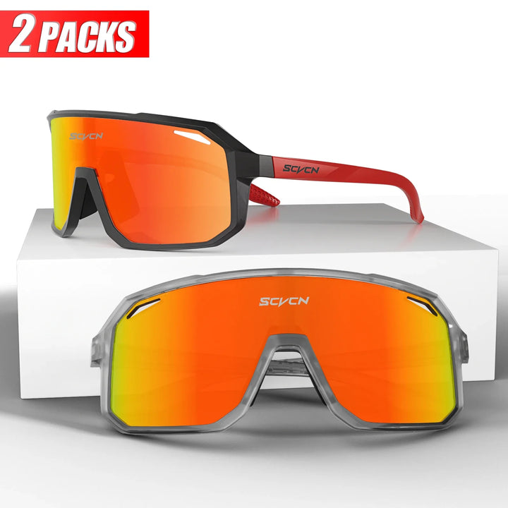 SCVCN UV400 Cycling Sunglasses - Ultralight 34g Sports Eyewear - HD Wide View Protection for Running, MTB, Golf &amp; Travel (PGXC-KE-X63)