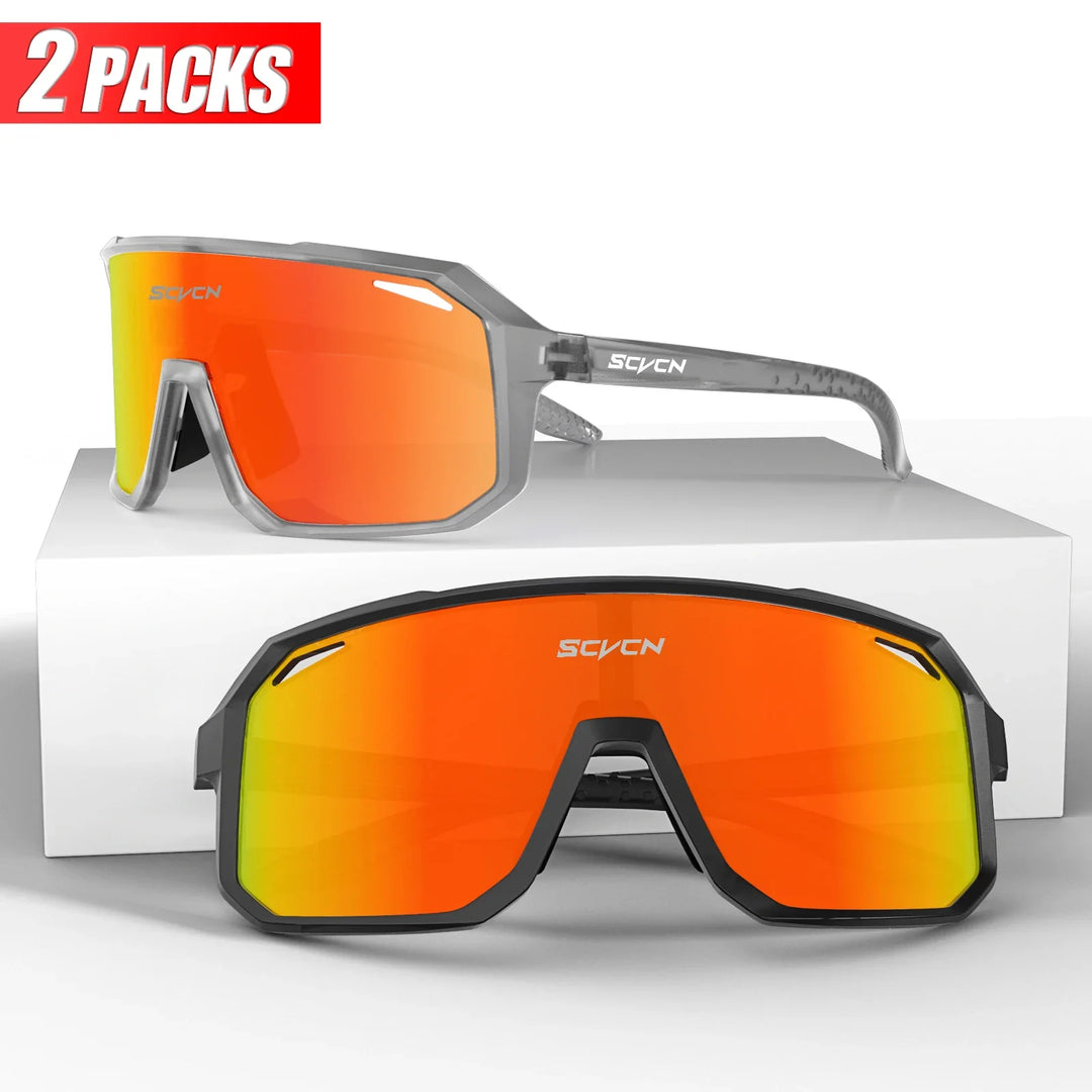 SCVCN UV400 Cycling Sunglasses - Ultralight 34g Sports Eyewear - HD Wide View Protection for Running, MTB, Golf &amp; Travel (PGXC-KE-X63)