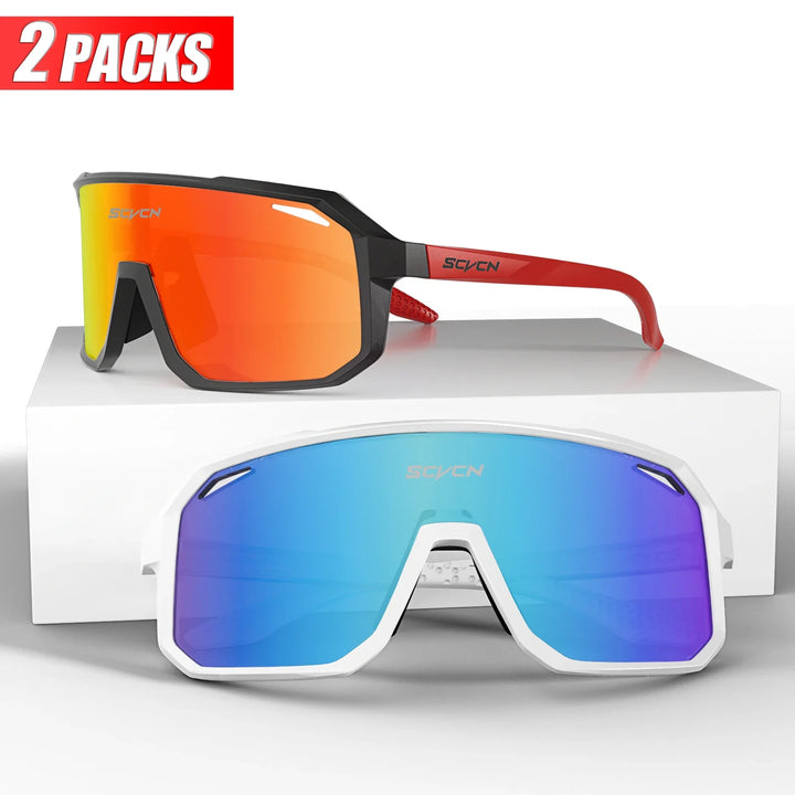 SCVCN UV400 Cycling Sunglasses - Ultralight 34g Sports Eyewear - HD Wide View Protection for Running, MTB, Golf &amp; Travel (PGXC-KE-X63)