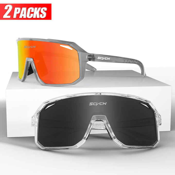 SCVCN UV400 Cycling Sunglasses - Ultralight 34g Sports Eyewear - HD Wide View Protection for Running, MTB, Golf &amp; Travel (PGXC-KE-X63)